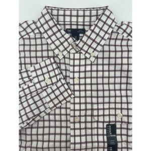 Gap M Burgundy Check Slim FIt Mens Button Down Front Long Sleeve Dress Shirt NWT